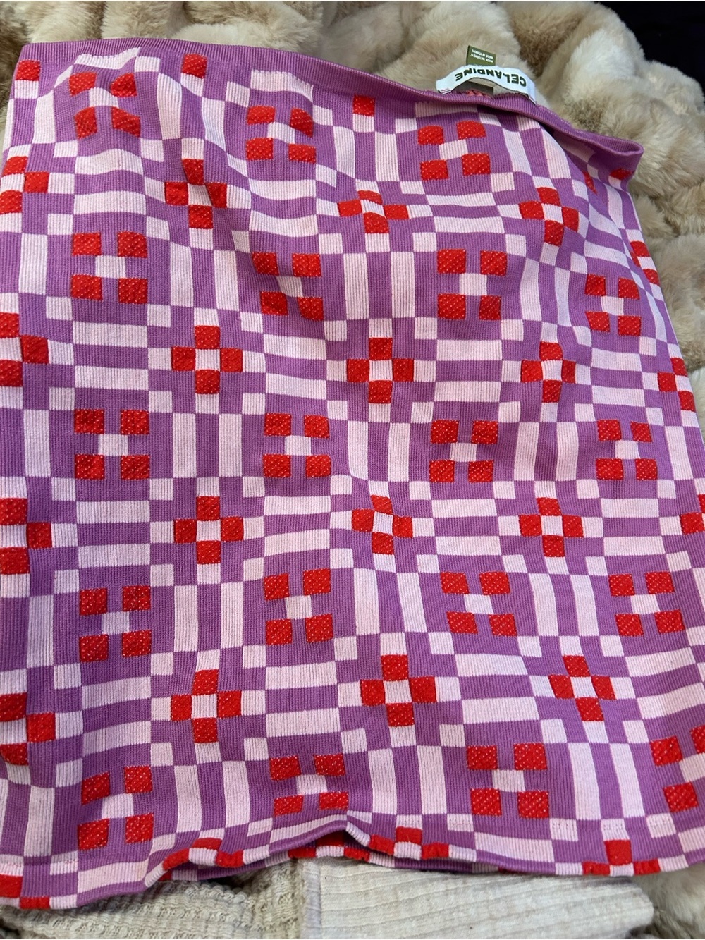 Glamorous Purple & Red Checker Mini Skirt celandine by Anthropologie